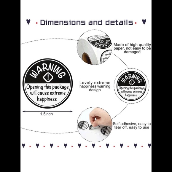 🆕 Sticker Label “Warning: Opening this package will cause extreme happiness.” - Picture 2 of 3